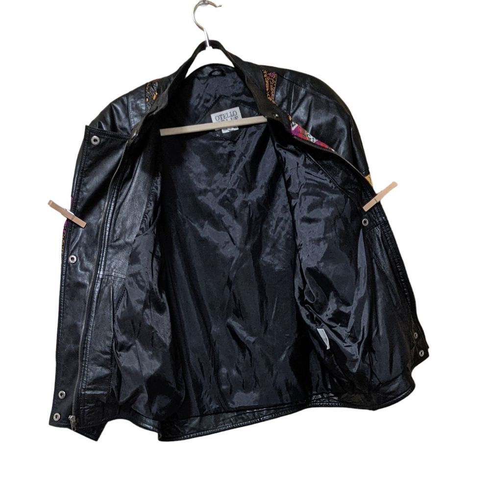 Pelle vintage leather textile floral abstract panels bomber 80's size Small - Picture 9 of 10